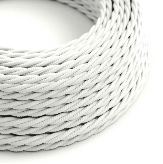 Twisted silk fabric cable - 3 m - White