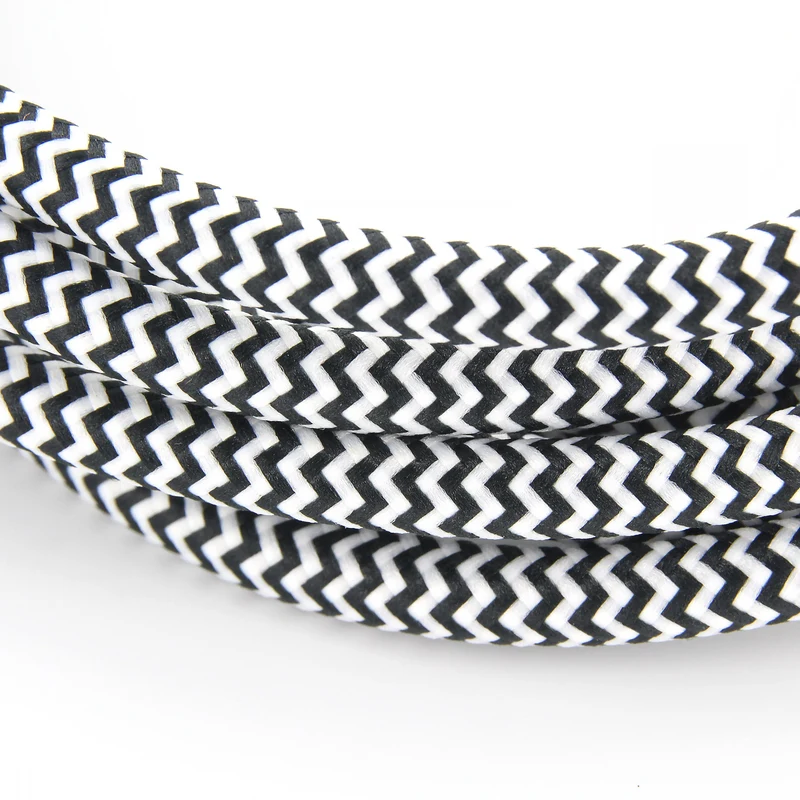 Zigzag silk fabric cable - 3 m - Black/White