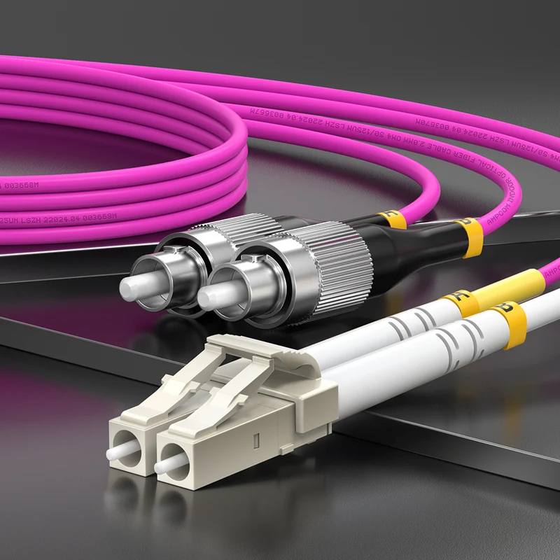 AMPCOM OM4 50/125μm FC to FC Multimode Duplex Fiber Patch Cable, LSZH 2.0mm Jacket