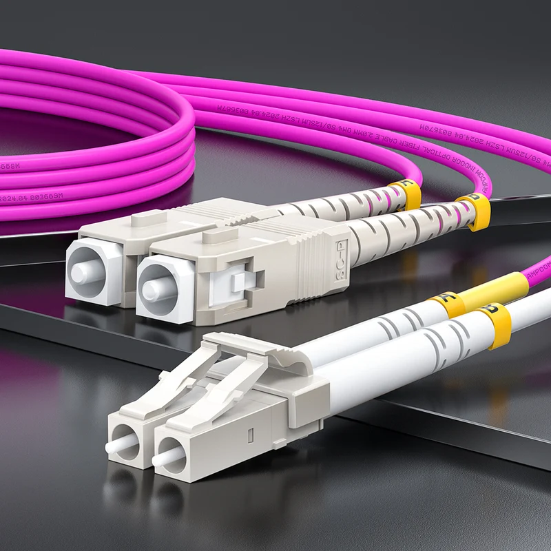 AMPCOM OM4 50/125μm LC to FC Multimode Duplex Fiber Patch Cable, LSZH 2.0mm Jacket