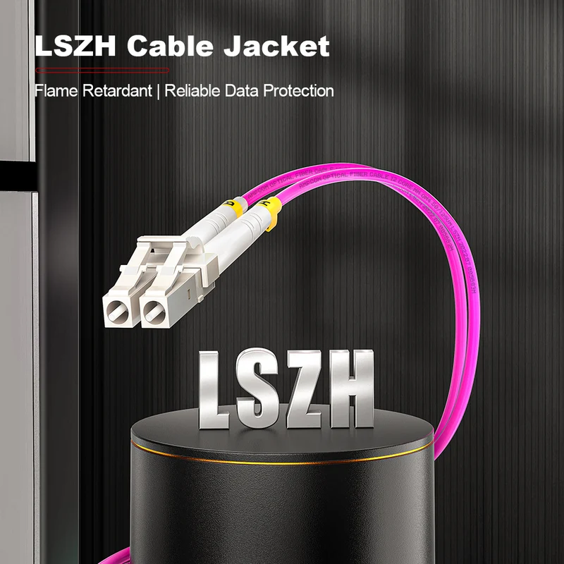 AMPCOM OM4 50/125μm LC to SC Multimode Duplex Fiber Patch Cable, LSZH 2.0mm Jacket