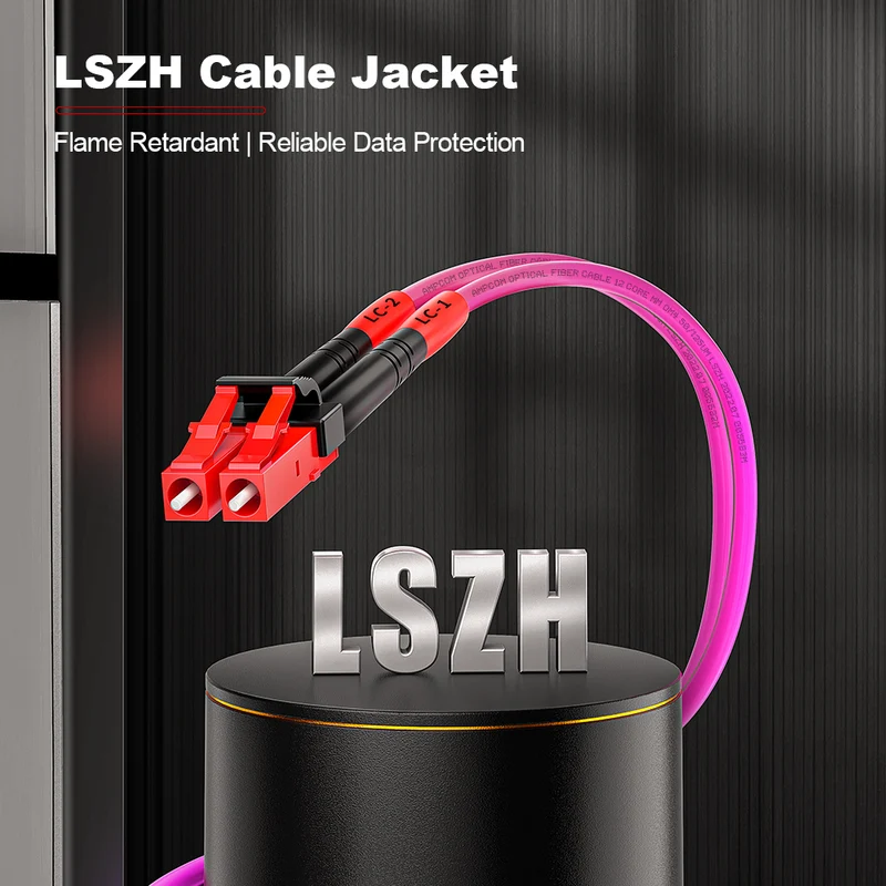 AMPCOM OM4 50/125μm LC to LC Multimode Duplex Fiber Patch Cable, LSZH 2.0mm Jacket