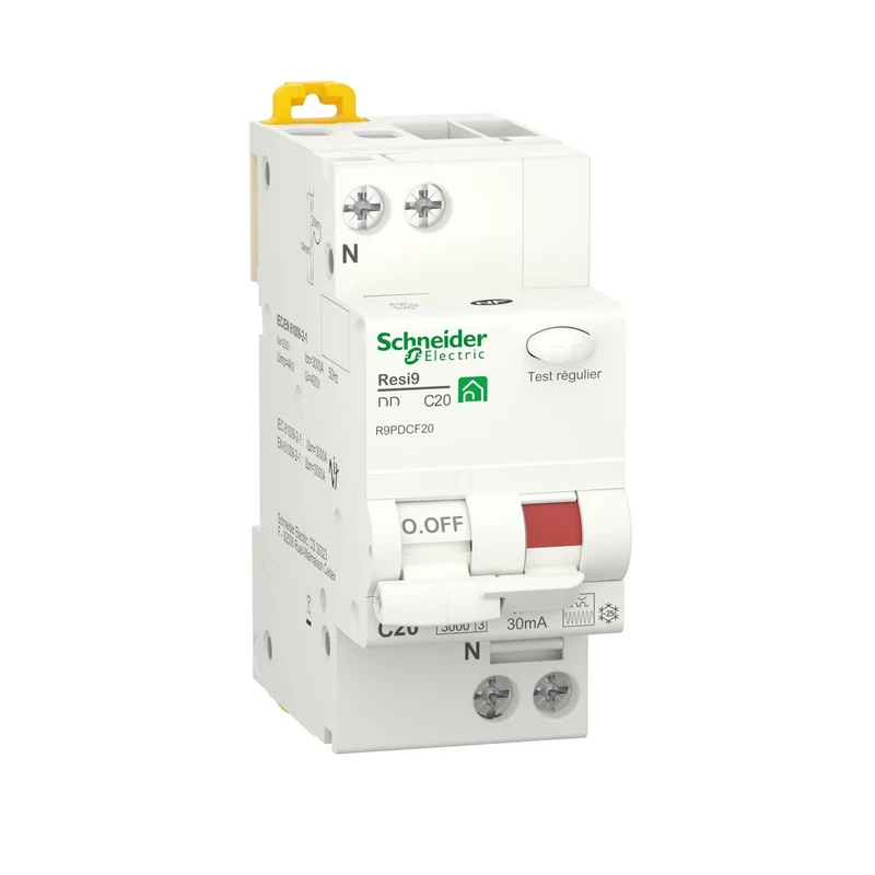 Disjoncteur différentiel Resi9 xp 20A - 1P+N courbe C 30mA type FSI - Schneider R9PDCF20