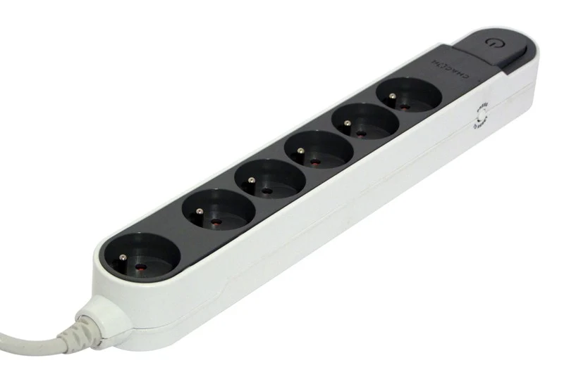Stylish power strip 6 x 16 A with switch - 3 m - Dark grey