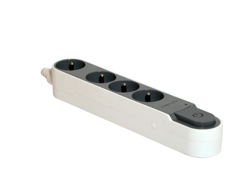 Stylish power strip with surge protection 4 x 16 A with switch - 3 m - Dark grey