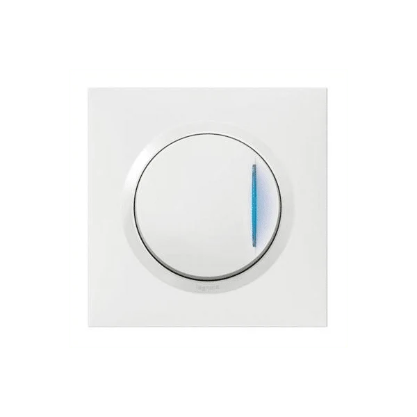 Poussoir Dooxie simple avec voyant avec plaque blanche et griffes LEGRAND 600716