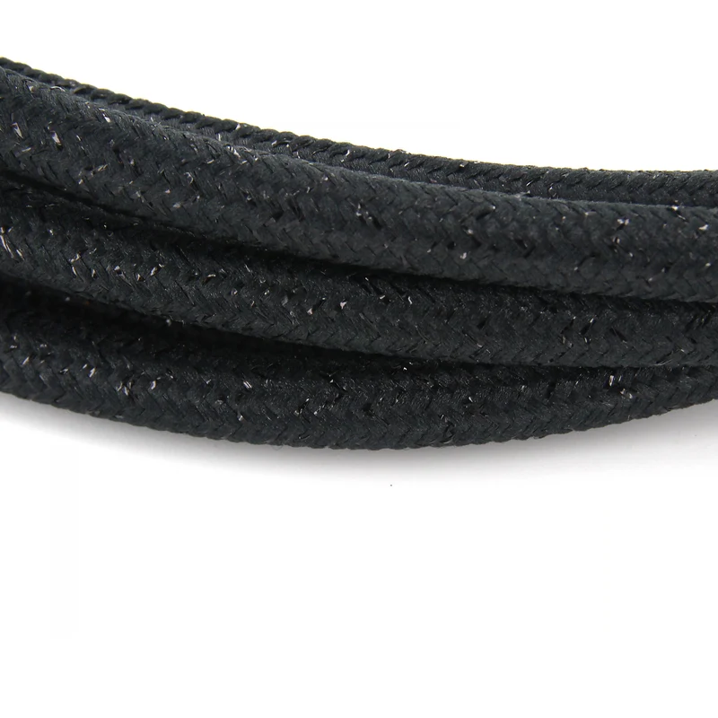Silk fabric cable - 3 m - Black sparkle