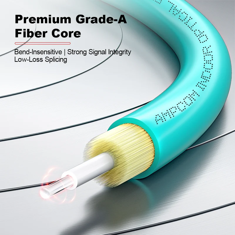 AMPCOM OM3 50/125μm LC to FC Multimode Duplex Fiber Optic Cord, LSZH 2.0mm Jacket