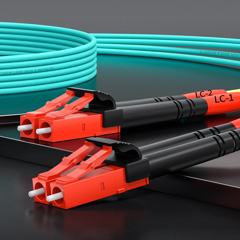 AMPCOM OM3 50/125μm LC to FC Multimode Duplex Fiber Optic Cord, LSZH 2.0mm Jacket