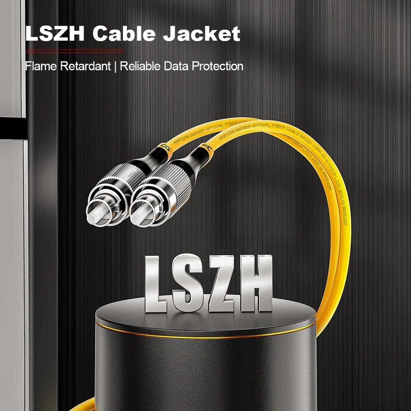 AMPCOM FC to FC SMF 9/125μm Single Mode (OS2) Simplex Fiber Optic Patch Cable, LSZH OFNR 2.0mm Jacket