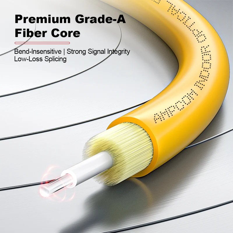 AMPCOM LC to LC SMF 9/125μm Single Mode (OS2) Simplex Fiber Optic Patch Cable, LSZH OFNR 2.0mm Jacket