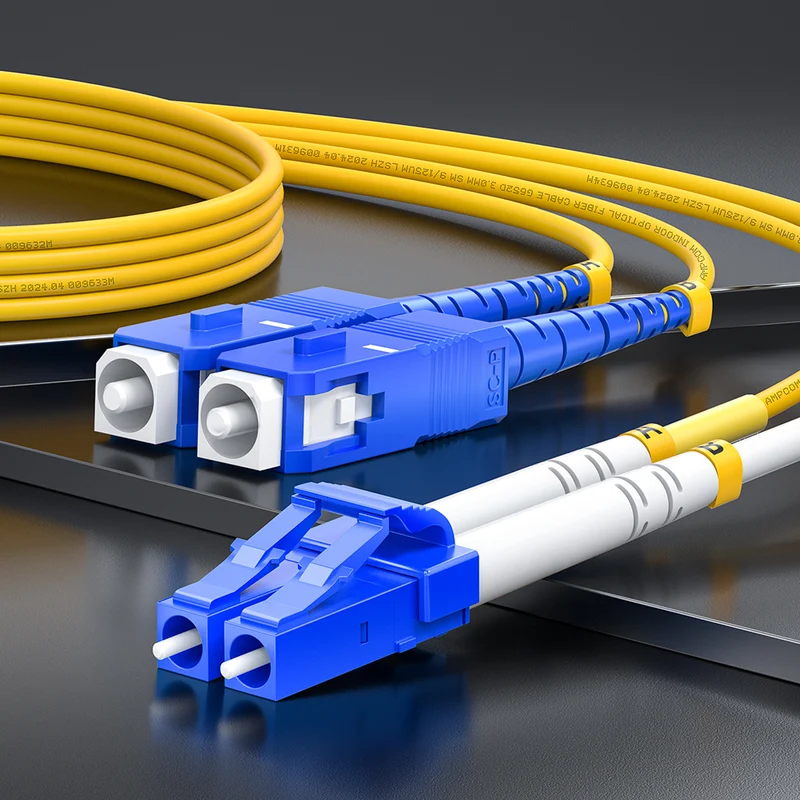 AMPCOM SC to SC SMF 9/125μm Single Mode (OS2) Duplex Fiber Optic Patch Cable, LSZH OFNR 2.0mm Jacket