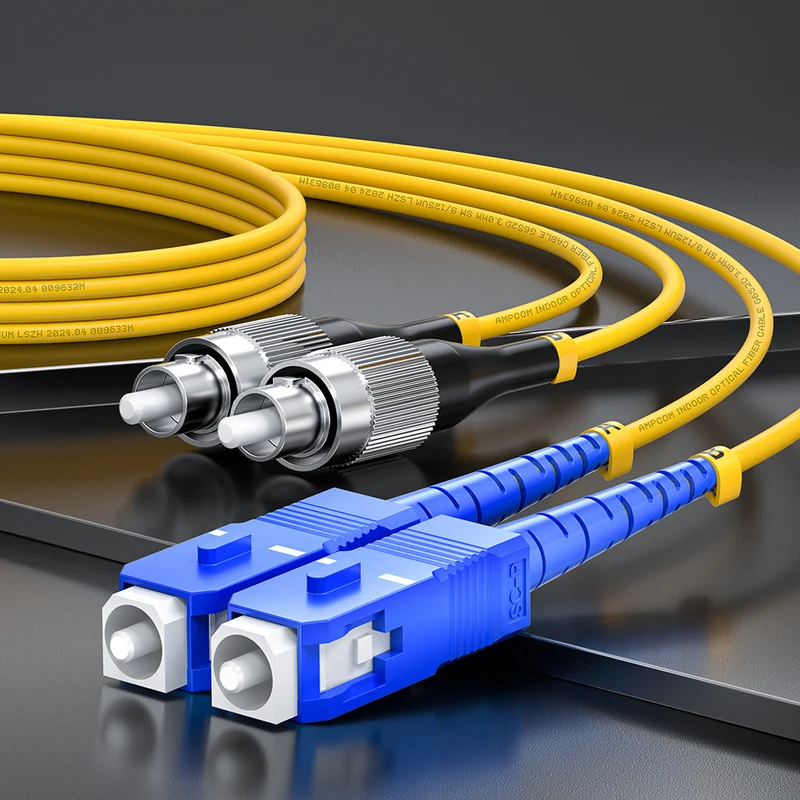AMPCOM SC to SC SMF 9/125μm Single Mode (OS2) Duplex Fiber Optic Patch Cable, LSZH OFNR 2.0mm Jacket
