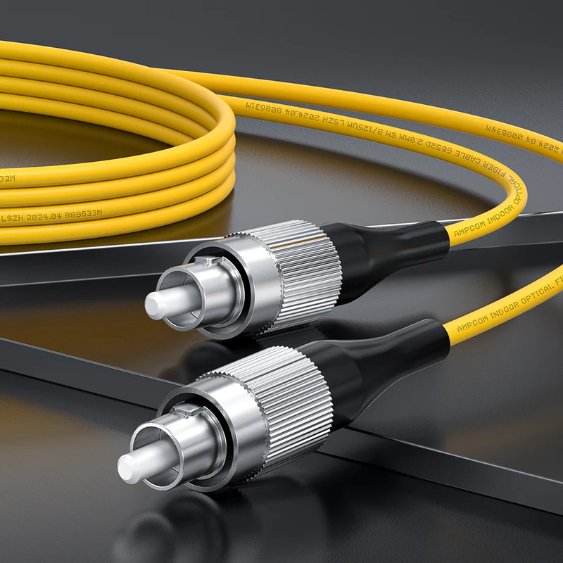 AMPCOM FC to FC SMF 9/125μm Single Mode (OS2) Simplex Fiber Optic Patch Cable, LSZH OFNR 2.0mm Jacket
