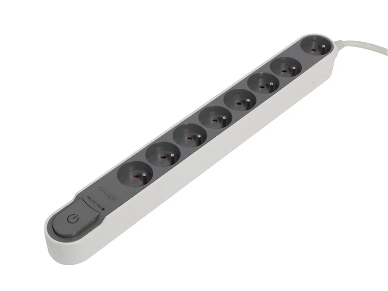 Stylish power strip with surge protection 8 x 16 A with switch - 3 m - Dark grey