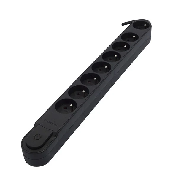Stylish power strip 8 x 16 A with switch - 5 m - Black