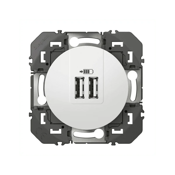 Legrand Dooxie chargeur USB double typeA finition blanc 2.4A 600343
