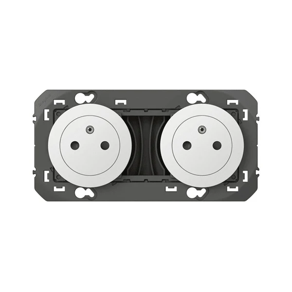 Legrand Dooxie double prise de courant 2P+T 16A précâblées finition blanc surface 600332