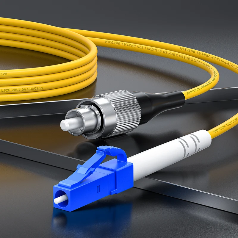 AMPCOM LC to LC SMF 9/125μm Single Mode (OS2) Simplex Fiber Optic Patch Cable, LSZH OFNR 2.0mm Jacket