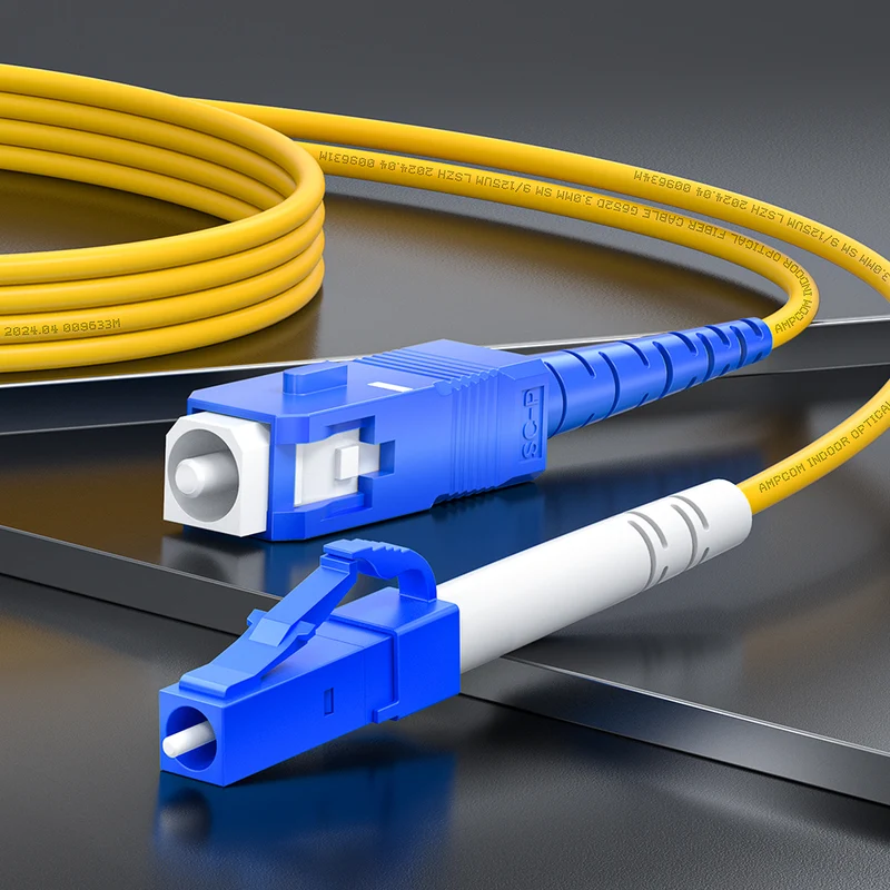 AMPCOM LC to LC SMF 9/125μm Single Mode (OS2) Simplex Fiber Optic Patch Cable, LSZH OFNR 2.0mm Jacket