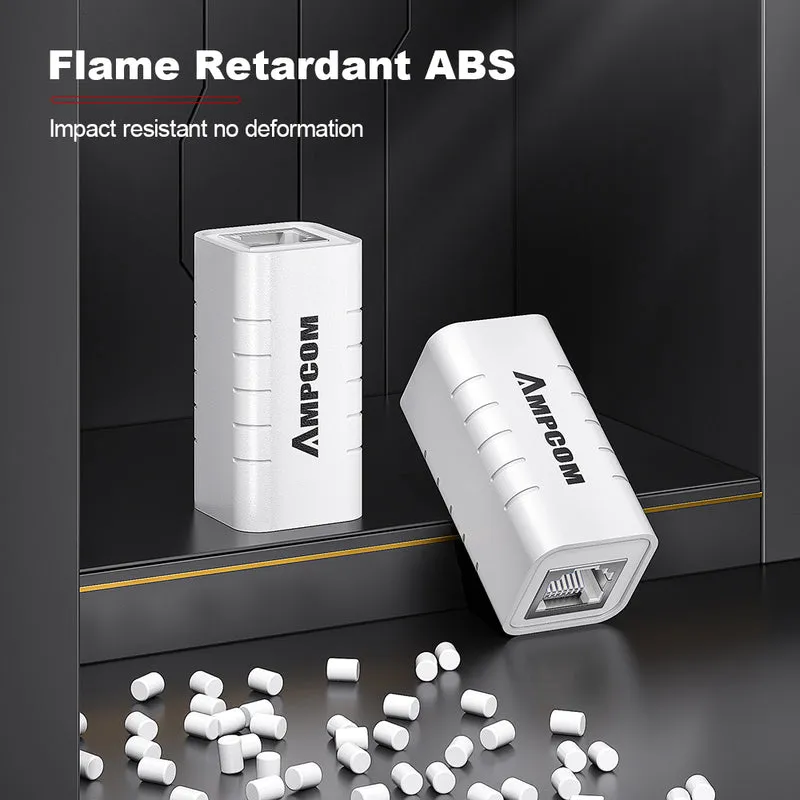 AMPCOM Cat6 Shielded Gigabit RJ45 Inline Coupler, Value Edition, White ABS Housing