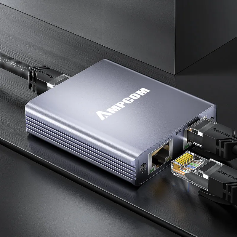AMPCOM 1-to-4 RJ45 Network Cable Splitter – Gigabit Ethernet Port Expander