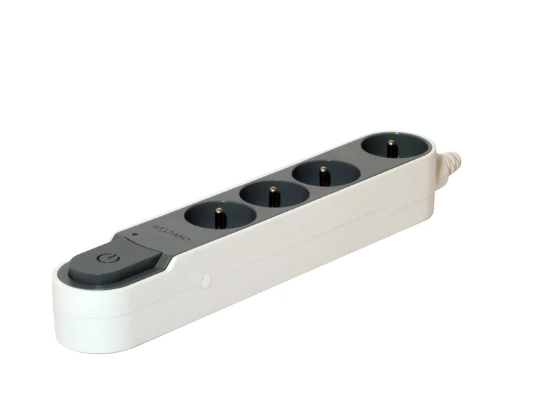 Stylish surge protection unit with switch 4 x 16 A - 1.5 m - Dark grey