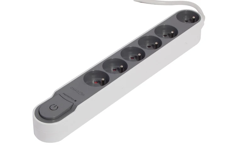Stylish power strip with surge protection 6 x 16 A with switch - 1.5 m - Dark grey