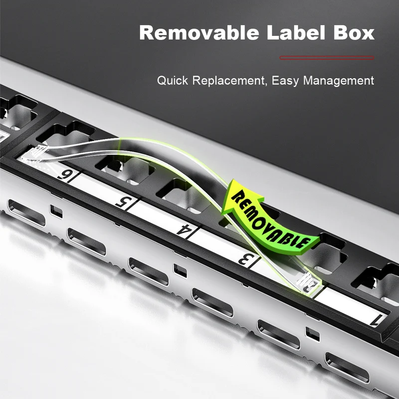 AMPCOM 0.5U 24‑Port Blank Patch Panel – SPCC Steel, Copper Ground Wire, Foldable Rear Cable Manager