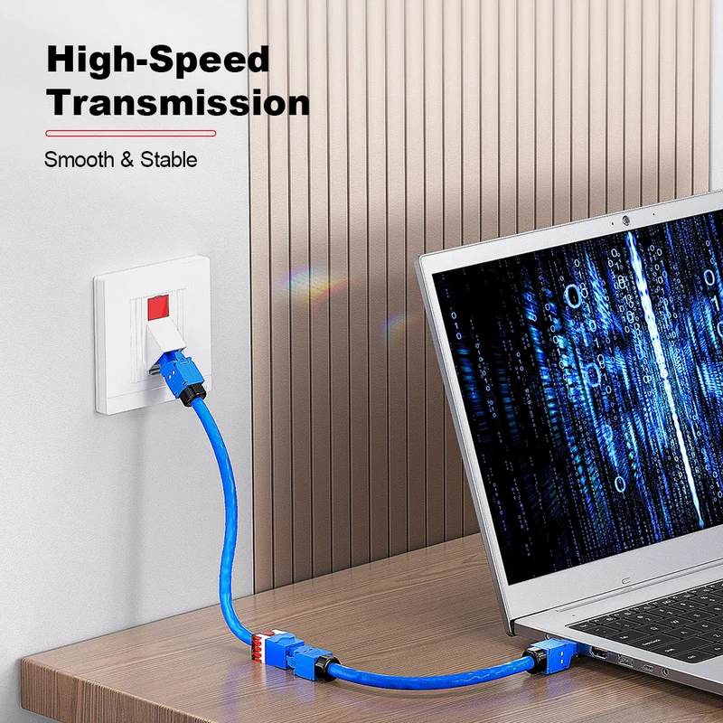 AMPCOM CAT5E Unshielded 180° Punch-Down Keystone Jack for Ethernet Network, White Shell