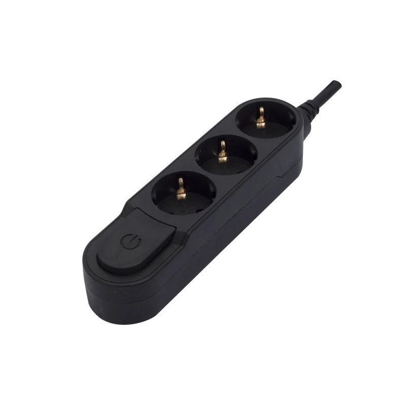 Stylish power strip 3 x 16 A with switch - 3 m - Black (SCH)