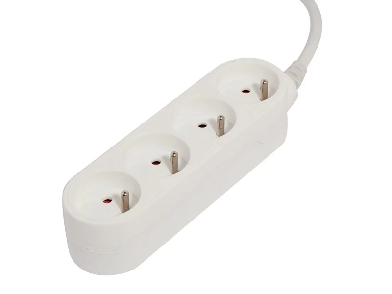 Stylish power strip white with surge protector, white - 4 x 16 A - 3 m