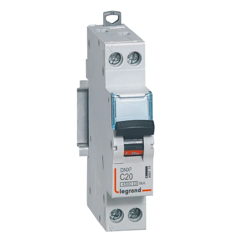 Disjoncteur 20A DNX³ phase + neutre 230V 4,5kA vis/vis - LEGRAND 406775