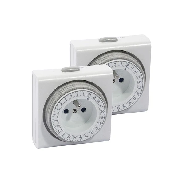 Set of 2 mechanical timers - white, FR sockets