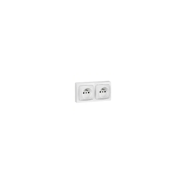 Double prise 2P+T précâblée appareillage saillie complet Blanc LEGRAND 086078