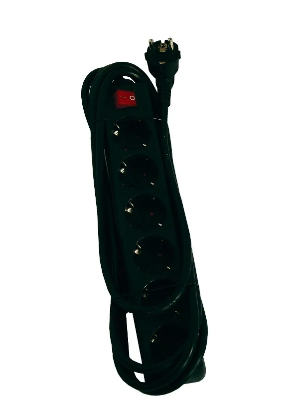 Power strip with switch 6 x 16 A - 3 m - Black (SCH)