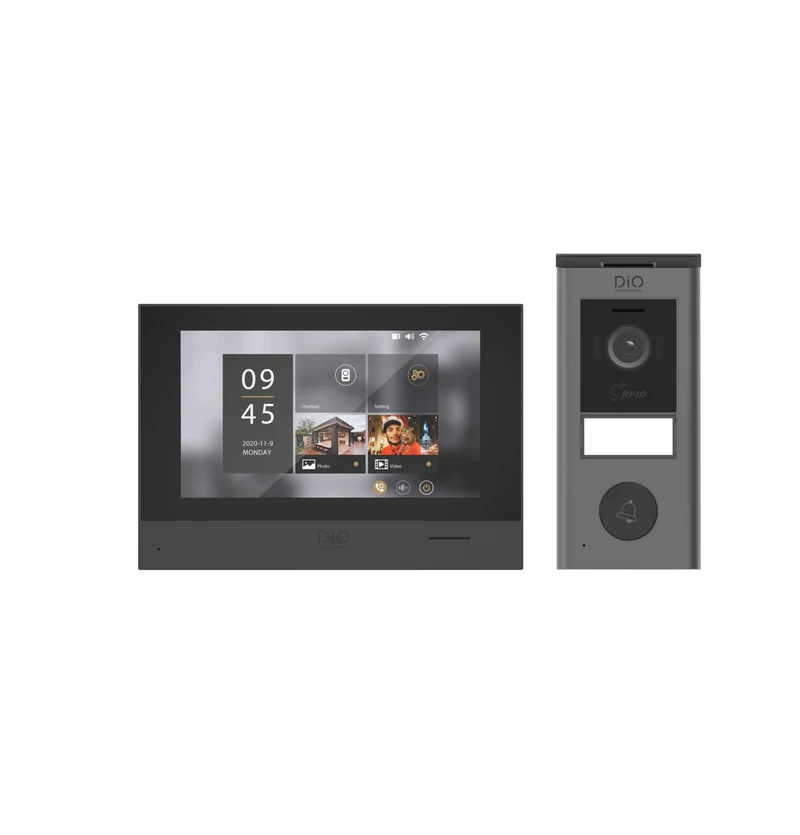 WiFi DiO wired videophone with 7" touchscreen and RFID opening