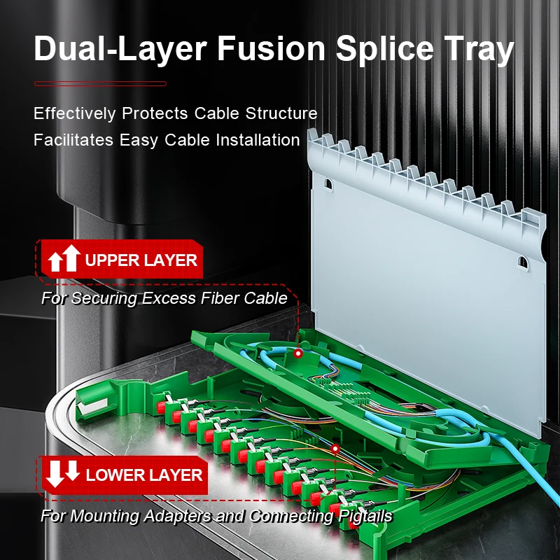 AMPCOM 48-Port Optical Distribution Frame (ODF), Multimode Fiber Patch Panel with SC Couplers & Pigtails