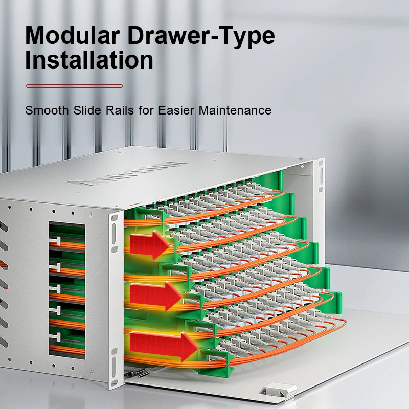 AMPCOM 48-Port Optical Distribution Frame (ODF), Multimode Fiber Patch Panel with SC Couplers & Pigtails