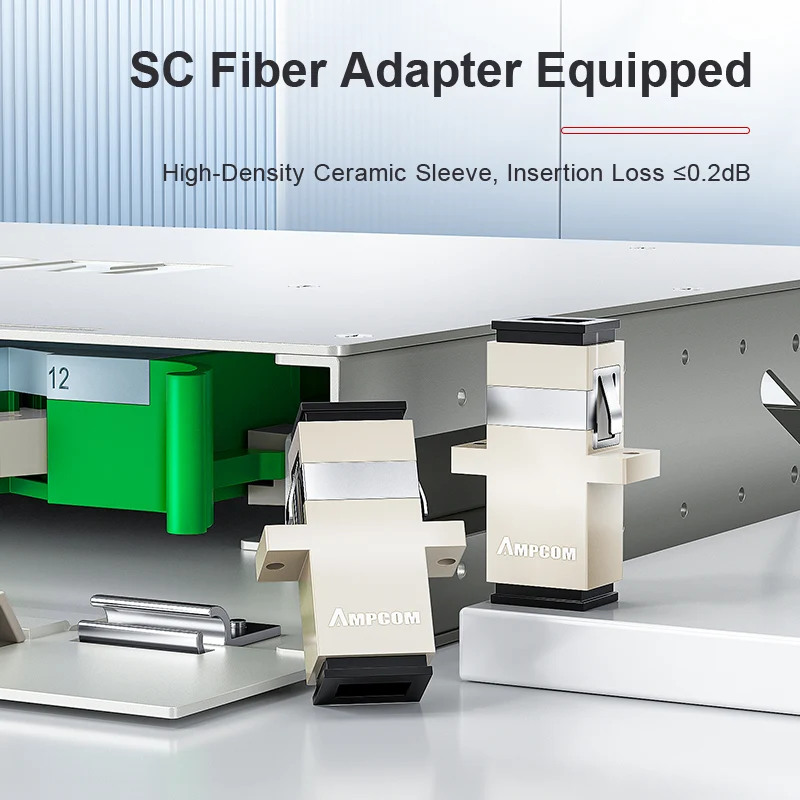AMPCOM 48-Port Optical Distribution Frame (ODF), Multimode Fiber Patch Panel with SC Couplers & Pigtails