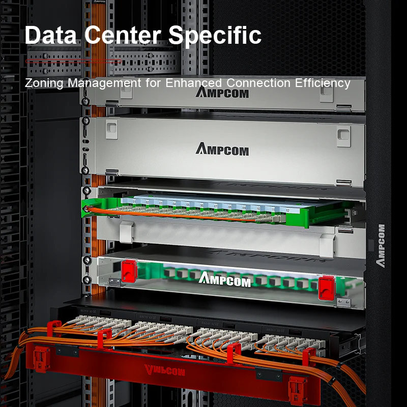 AMPCOM 48-Port Optical Distribution Frame (ODF), Multimode Fiber Patch Panel with SC Couplers & Pigtails