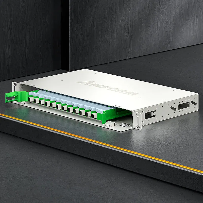 AMPCOM 48-Port Optical Distribution Frame (ODF), Multimode Fiber Patch Panel with SC Couplers & Pigtails