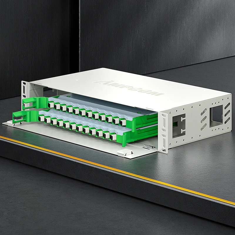 AMPCOM 48-Port Optical Distribution Frame (ODF), Multimode Fiber Patch Panel with SC Couplers & Pigtails