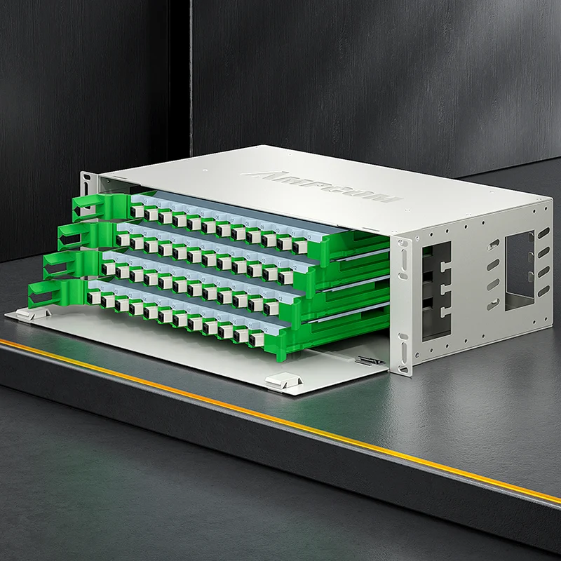 AMPCOM 48-Port Optical Distribution Frame (ODF), Multimode Fiber Patch Panel with SC Couplers & Pigtails