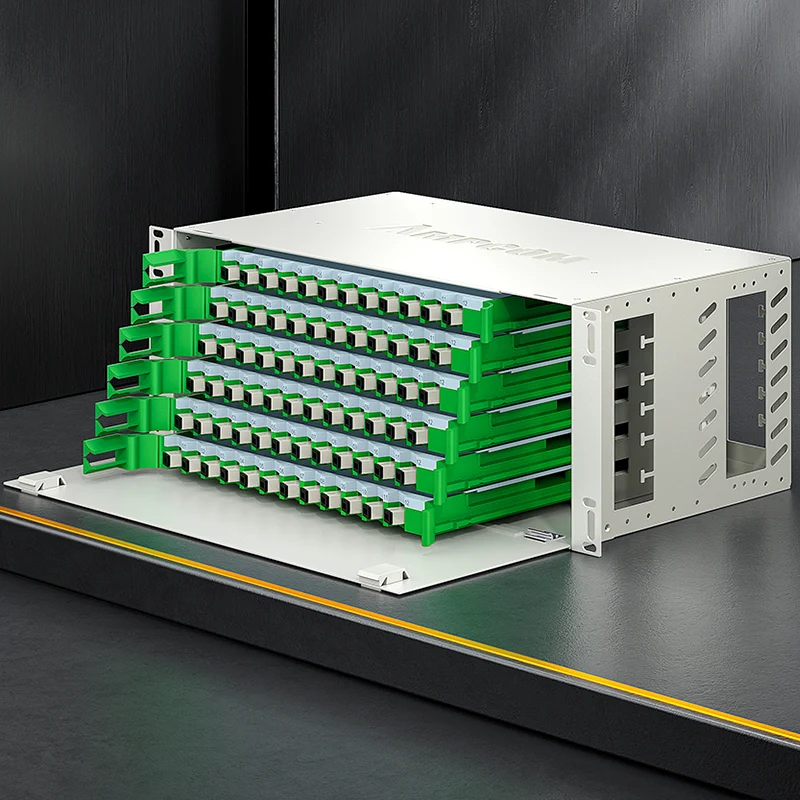 AMPCOM 48-Port Optical Distribution Frame (ODF), Multimode Fiber Patch Panel with SC Couplers & Pigtails
