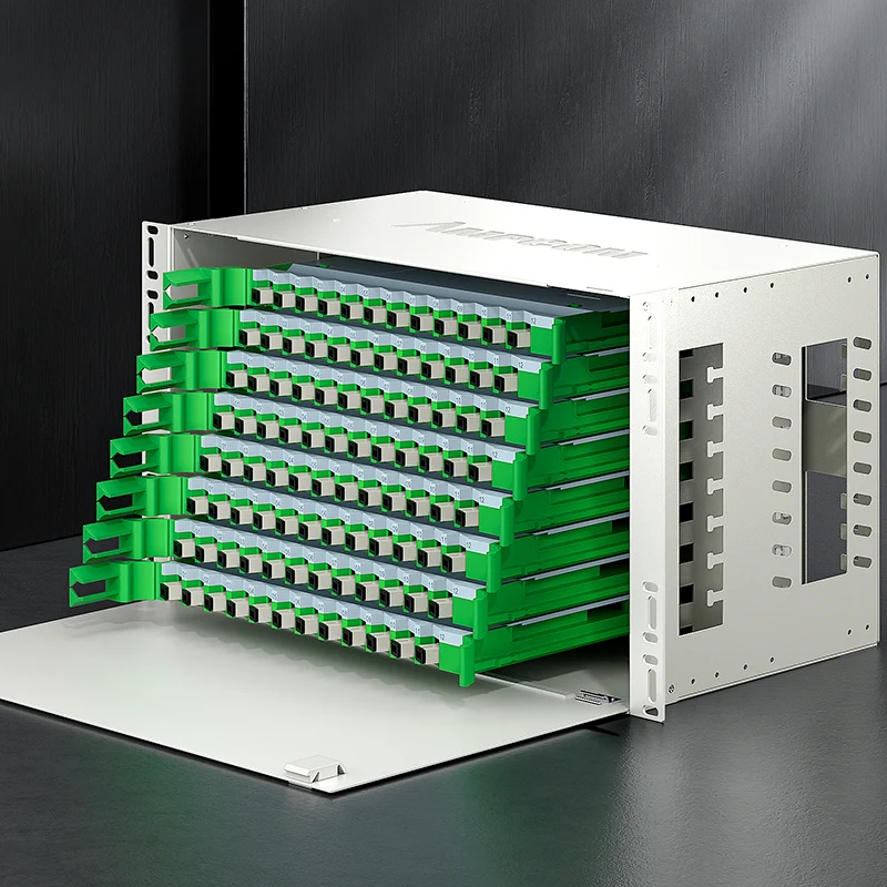 AMPCOM 48-Port Optical Distribution Frame (ODF), Multimode Fiber Patch Panel with SC Couplers & Pigtails