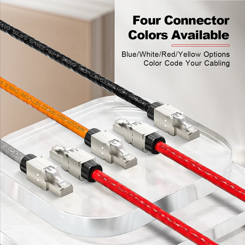 AMPCOM Custom CAT6a S/FTP Patch Cable, Zinc Alloy Shielded Connector, LSZH Flame-Retardant S/FTP Cable