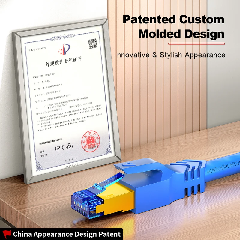 AMPCOM Cat8 S/FTP 24AWG LSZH Patch Cable for Data Center Cabling or Surveillance System Wiring