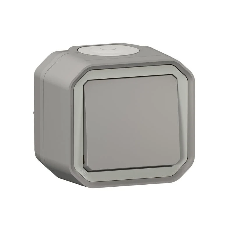 Bouton poussoir NO Plexo étanche - IP55 complet gris saillie - Legrand 069720L
