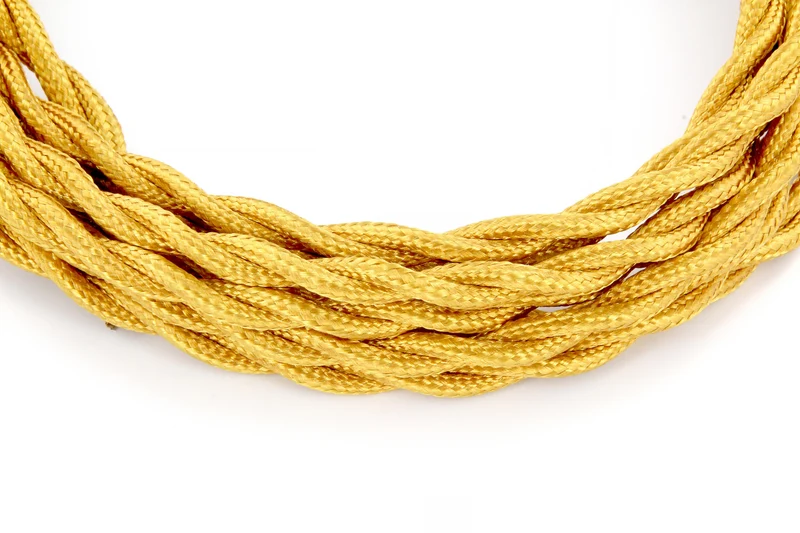 3 m twisted fabric cable - Gold